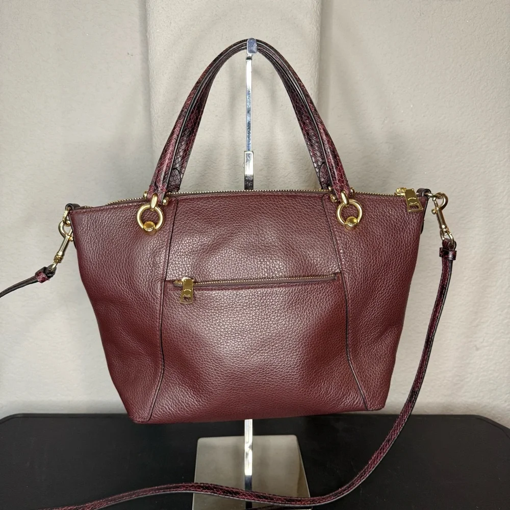 COACH Women's Kacey Satchel Crossbody Purse Cranberry Leather C6229 - Picture 6 of 12